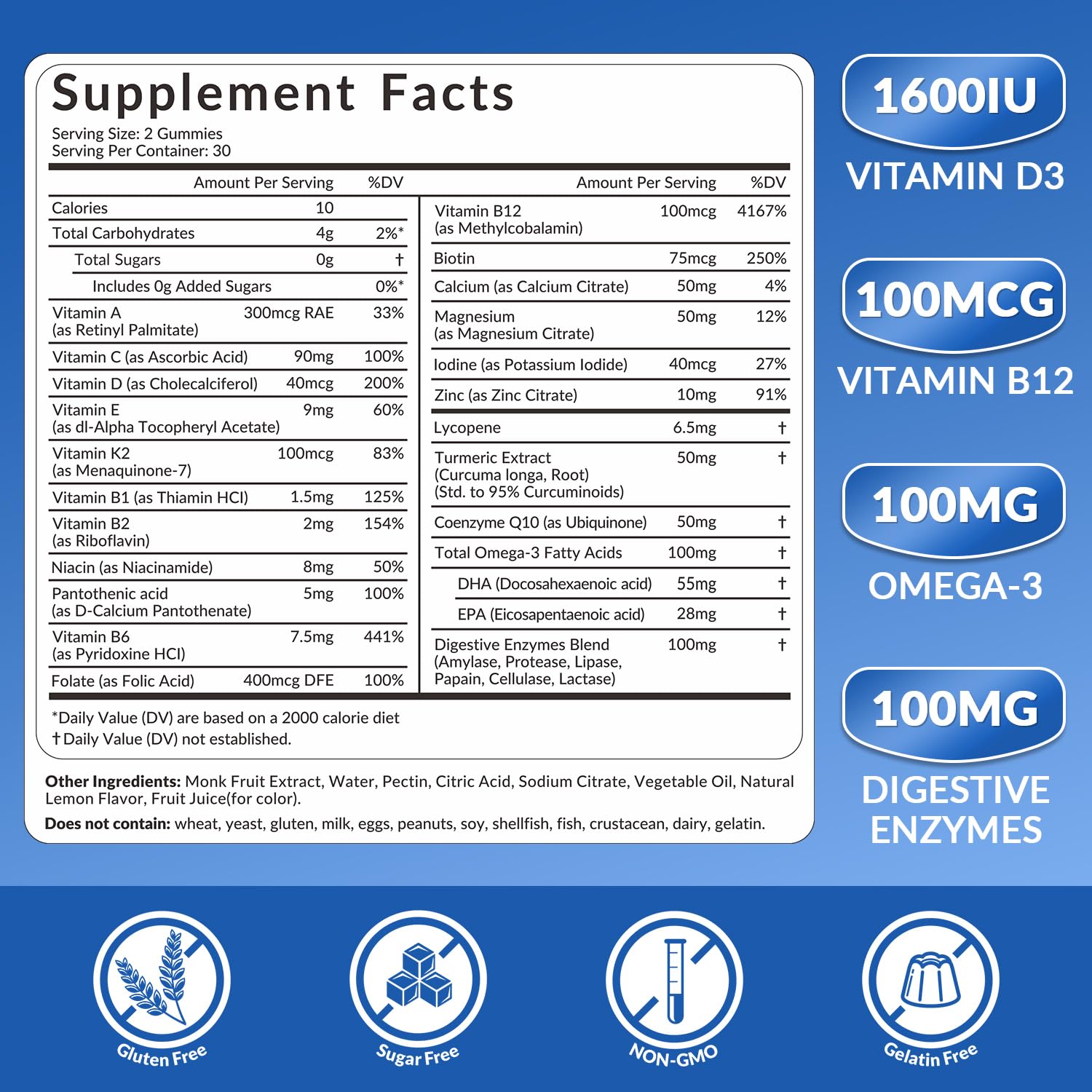 Weevit mens multivitamins gummies bottle side detail highlighting key ingredients.