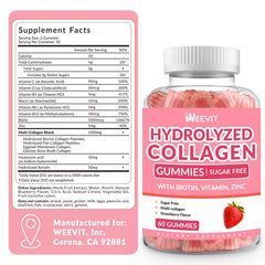 Weevit collagen gummies pouring into a hand for easy daily use.
