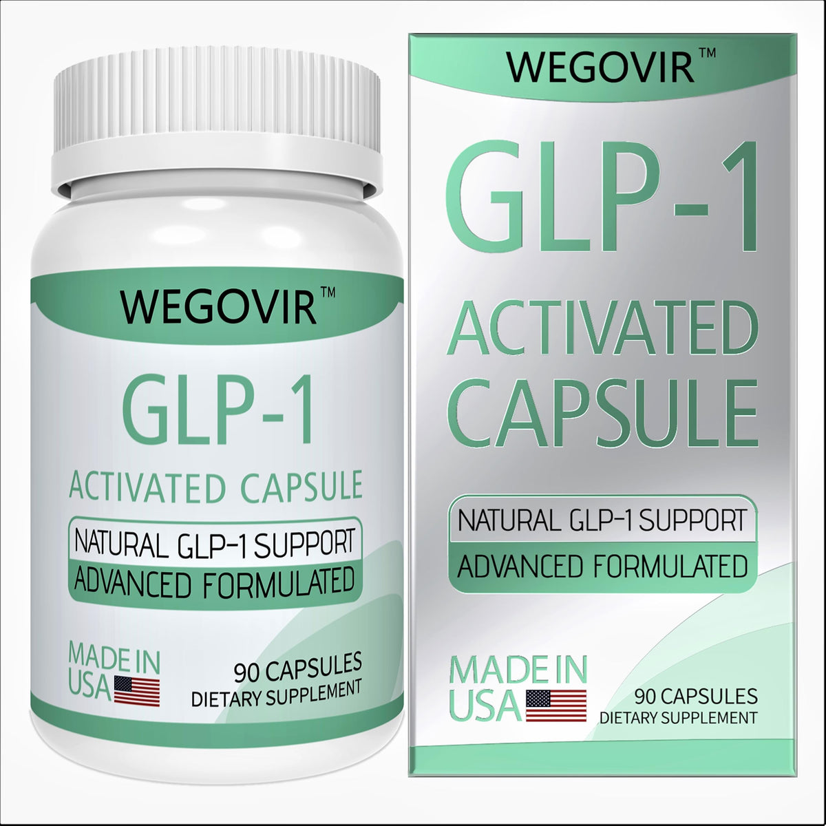 Wegovir GLP-1 Activator bottle front for appetite control.
