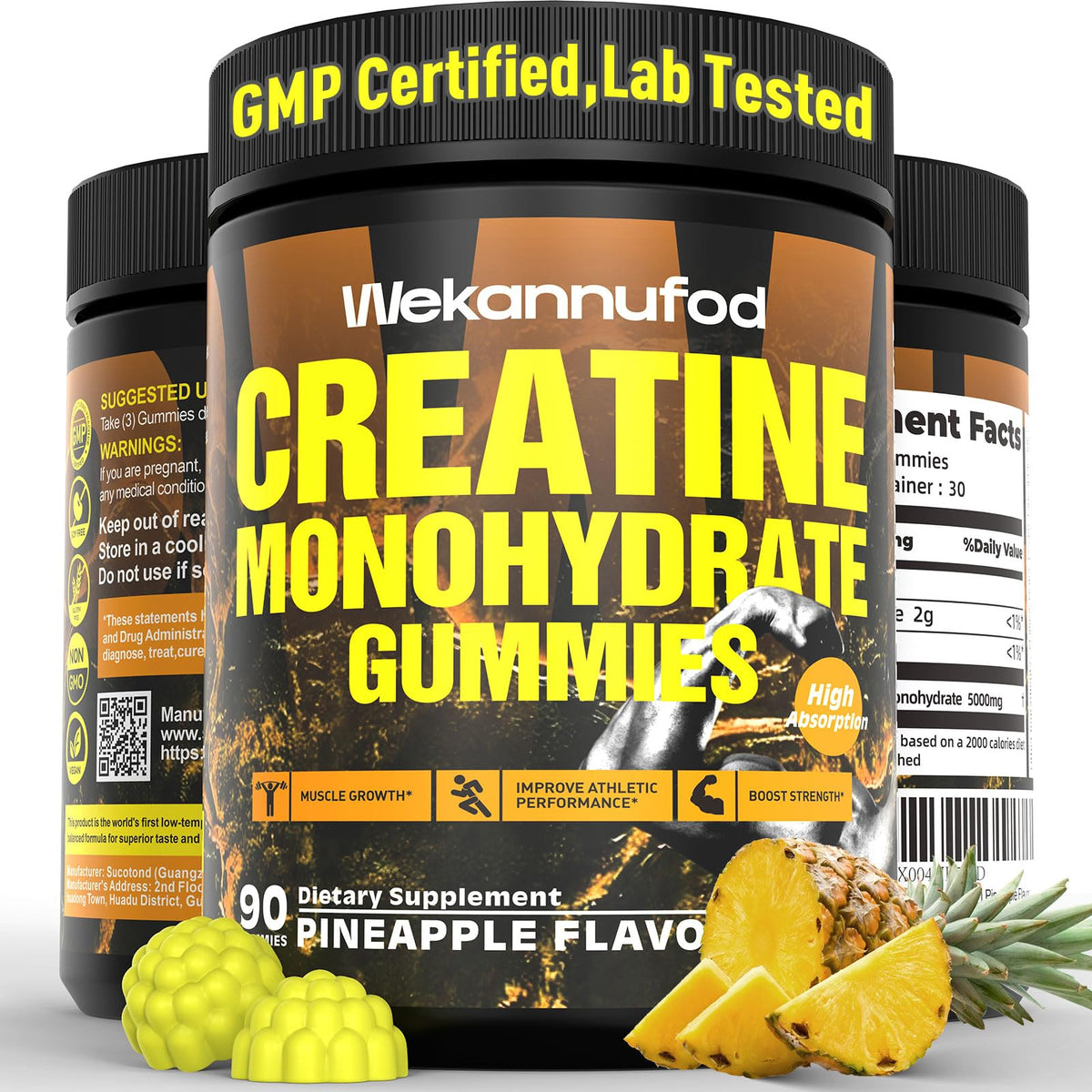 Wekannufod creatine gummies bottle for convenient daily use.