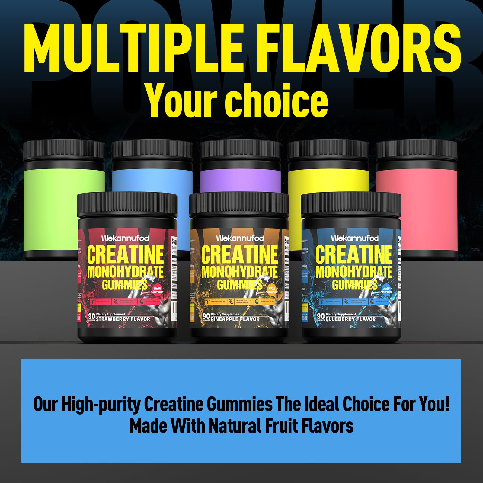 Wekannufod Creatine Monohydrate Gummies held in hand for on-the-go use.