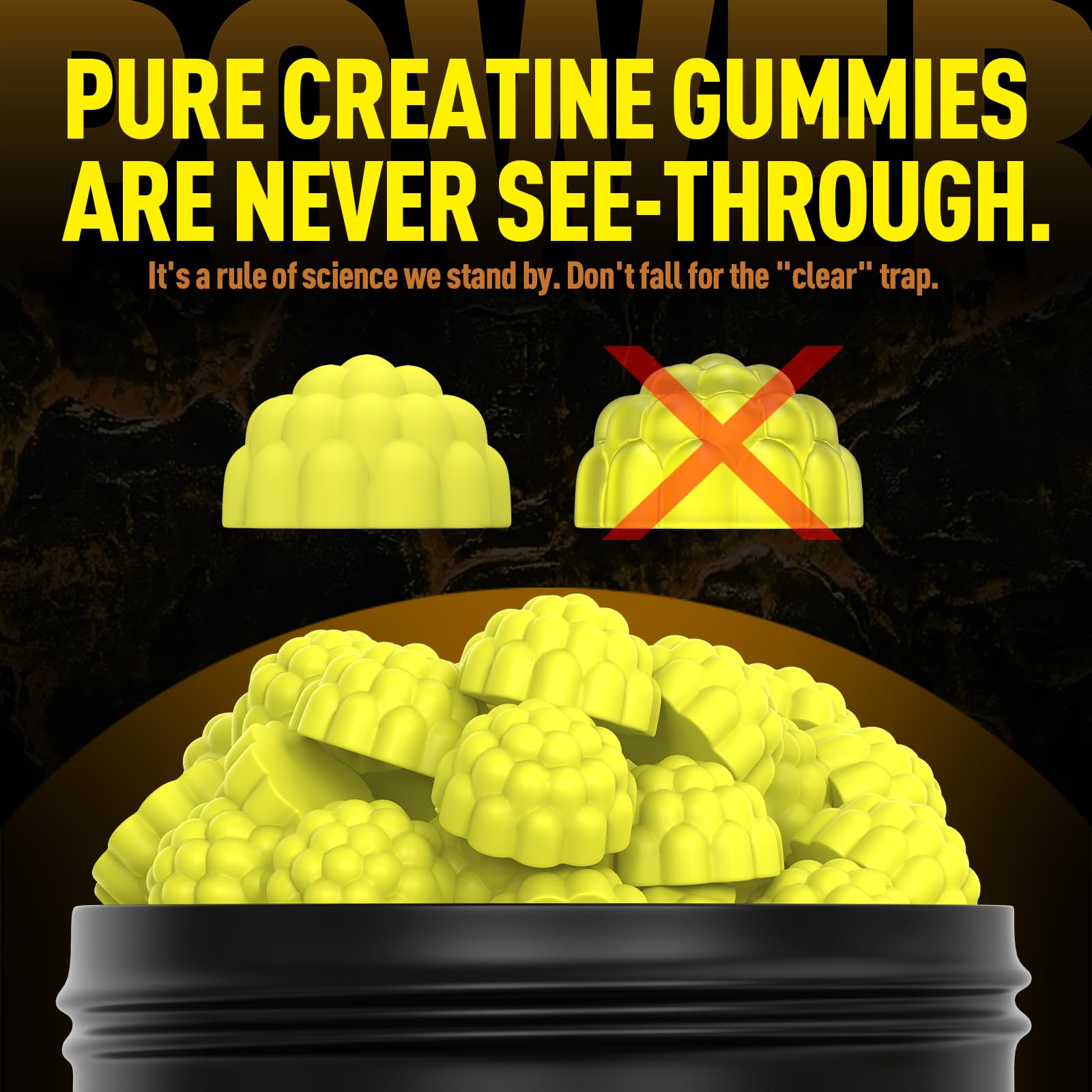 Close-up of Wekannufod gummies showing soft-melt texture for easy chewing.