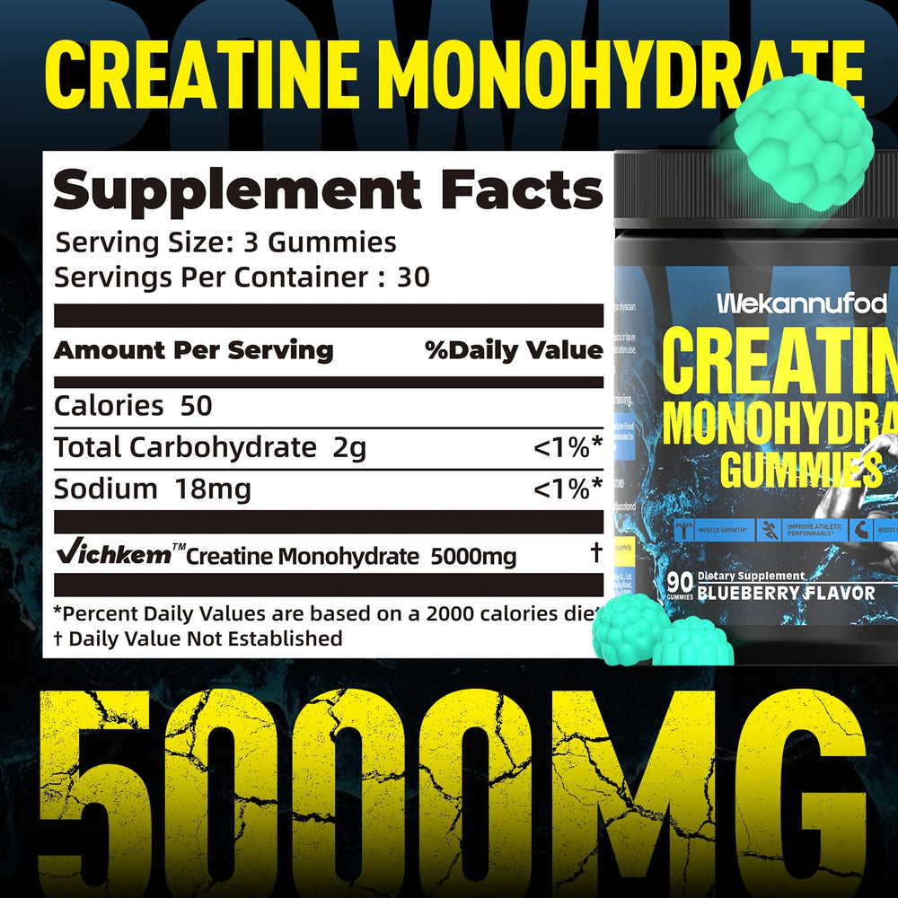 Wekannufod Creatine Monohydrate Gummies texture-melting shows quick mouth-melt for easy intake.