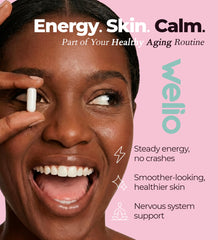 Welio Liposomal NAD+ 601mg apigenin and manganese synergy visual.