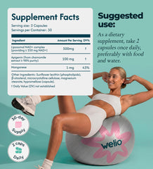 Welio Liposomal NAD+ 601mg premium packaging design.