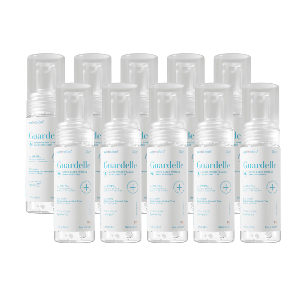 Well Before Guardelle foaming sanitizer delivering dense coverage for quick hand hygiene