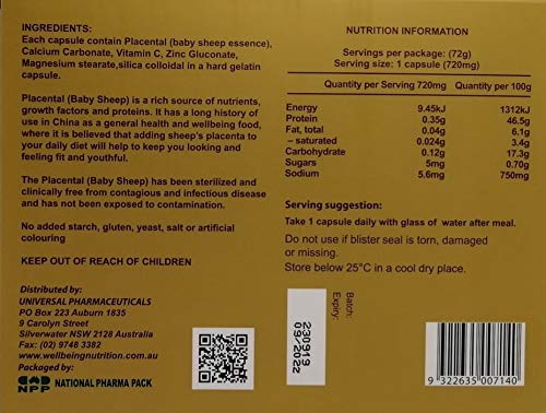 Well Being Nutrition Wealthy Health placenta capsules adults use serving size guidance