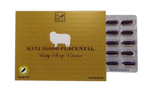 Well Being Nutrition Wealthy Health placenta capsules front view for daily vitality