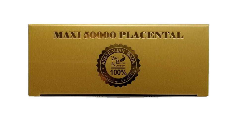 Well Being Nutrition Wealthy Health placental extract ingredients panel shows key components