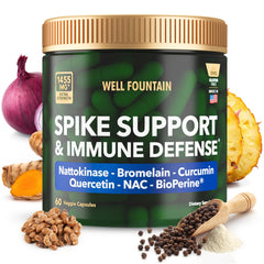 WELL FOUNTAIN nattokinase capsules close-up for daily wellness support.