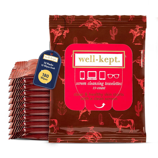 Well-Kept lens wipes travel pack cleans glasses and screens on the go.