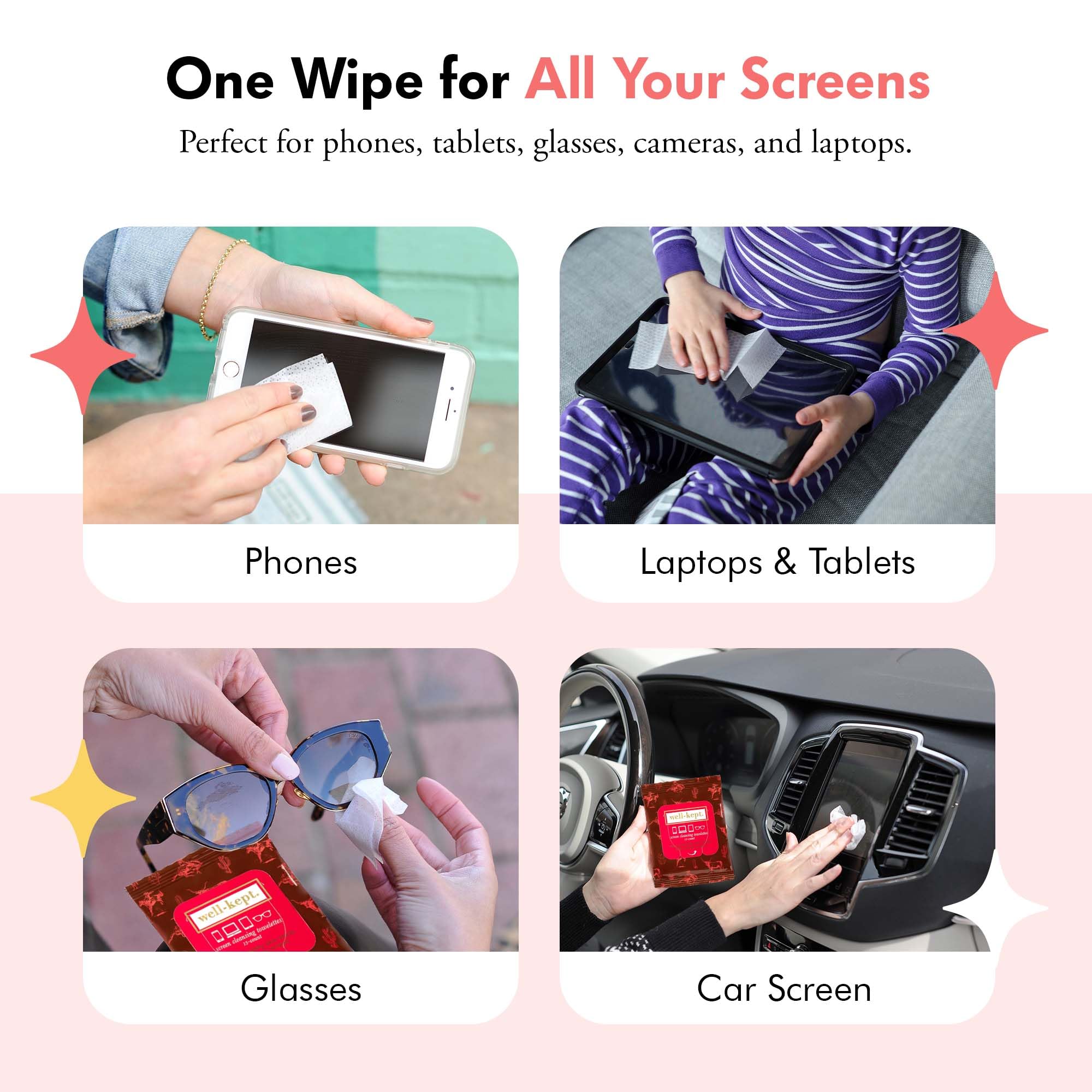 Well-Kept lint-free fabric protects lenses while cleaning.