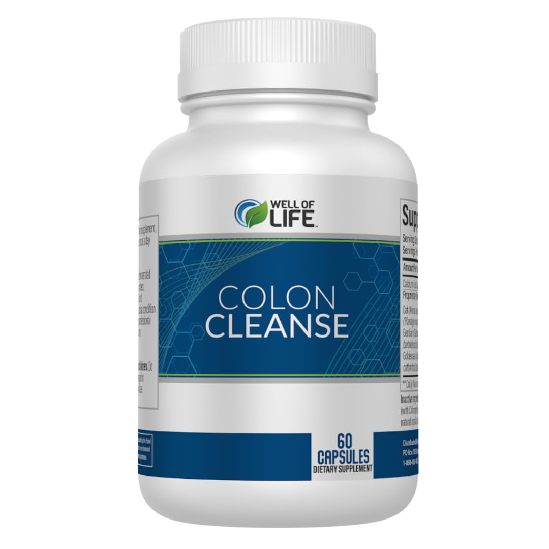 Well of Life Colon Cleanse bottle front shows plant-based digestive support.