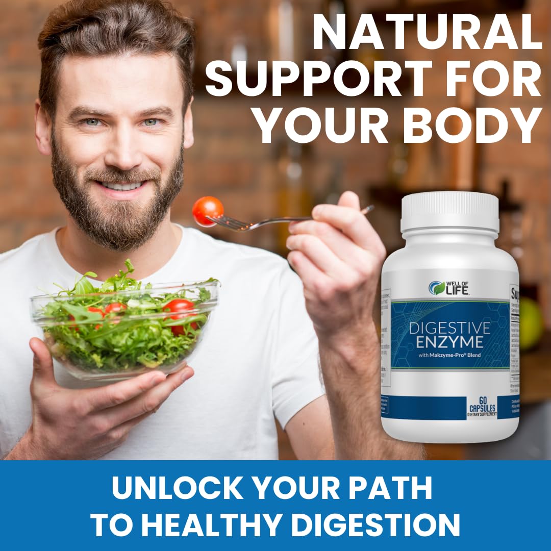 Well of Life label close-up highlighting Makzyme-Pro blend and vegan ingredients.
