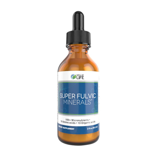 Well of Life Super Fulvic Minerals bottle highlighting concentrated minerals for daily wellness