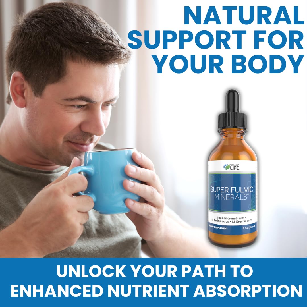 Drops of Well of Life Super Fulvic Minerals added to water for easy daily detox