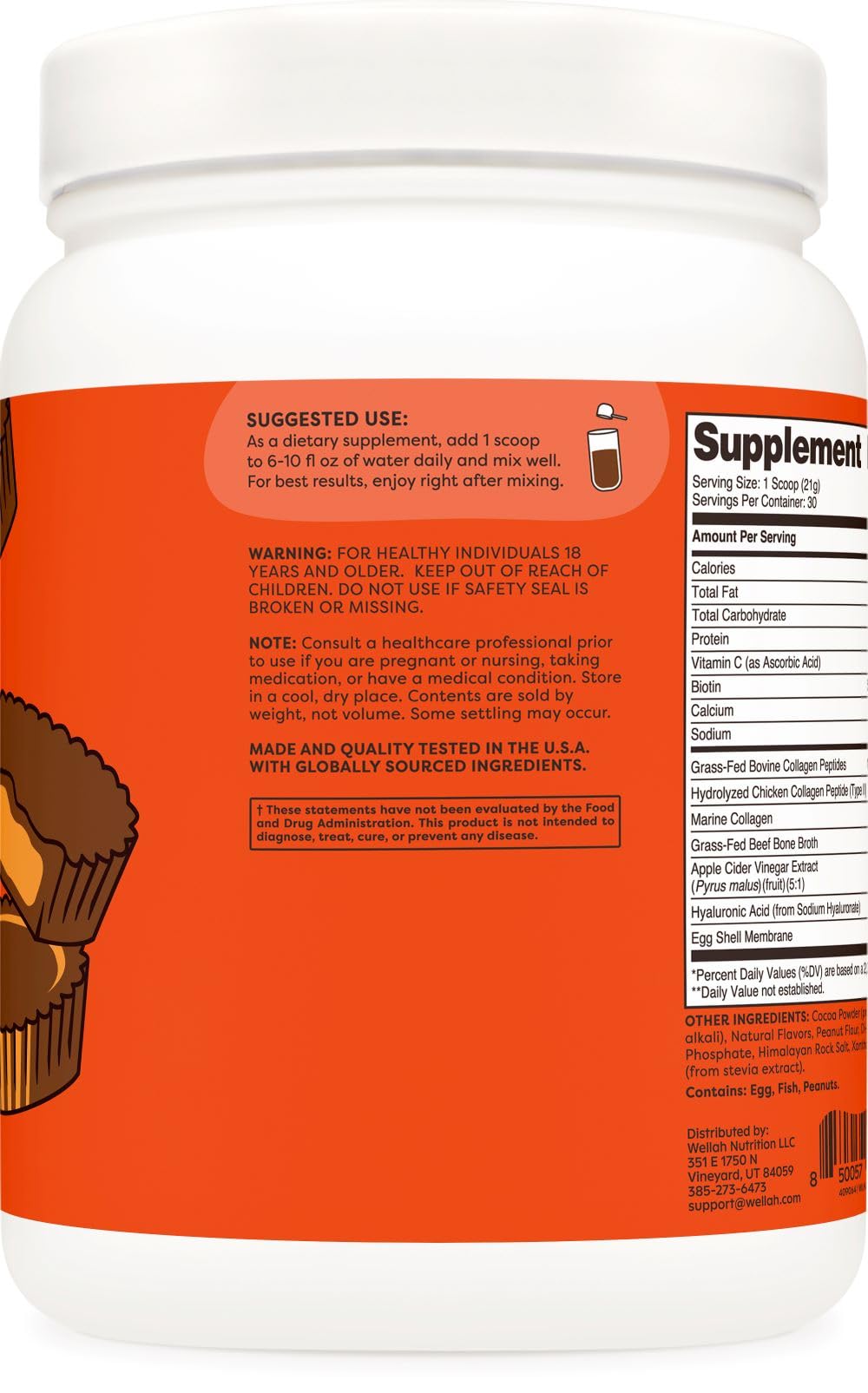 Wellah Afterglow powder closeup reveals creamy peanut butter chocolate flavor.