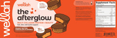 Wellah Afterglow tub top-view shows full collagen supplement ready to mix.