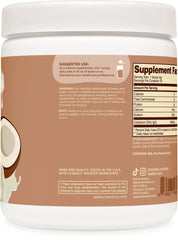 Wellah Colostrum Coconut Cream label closeup emphasizing stevia-sweetened formula.