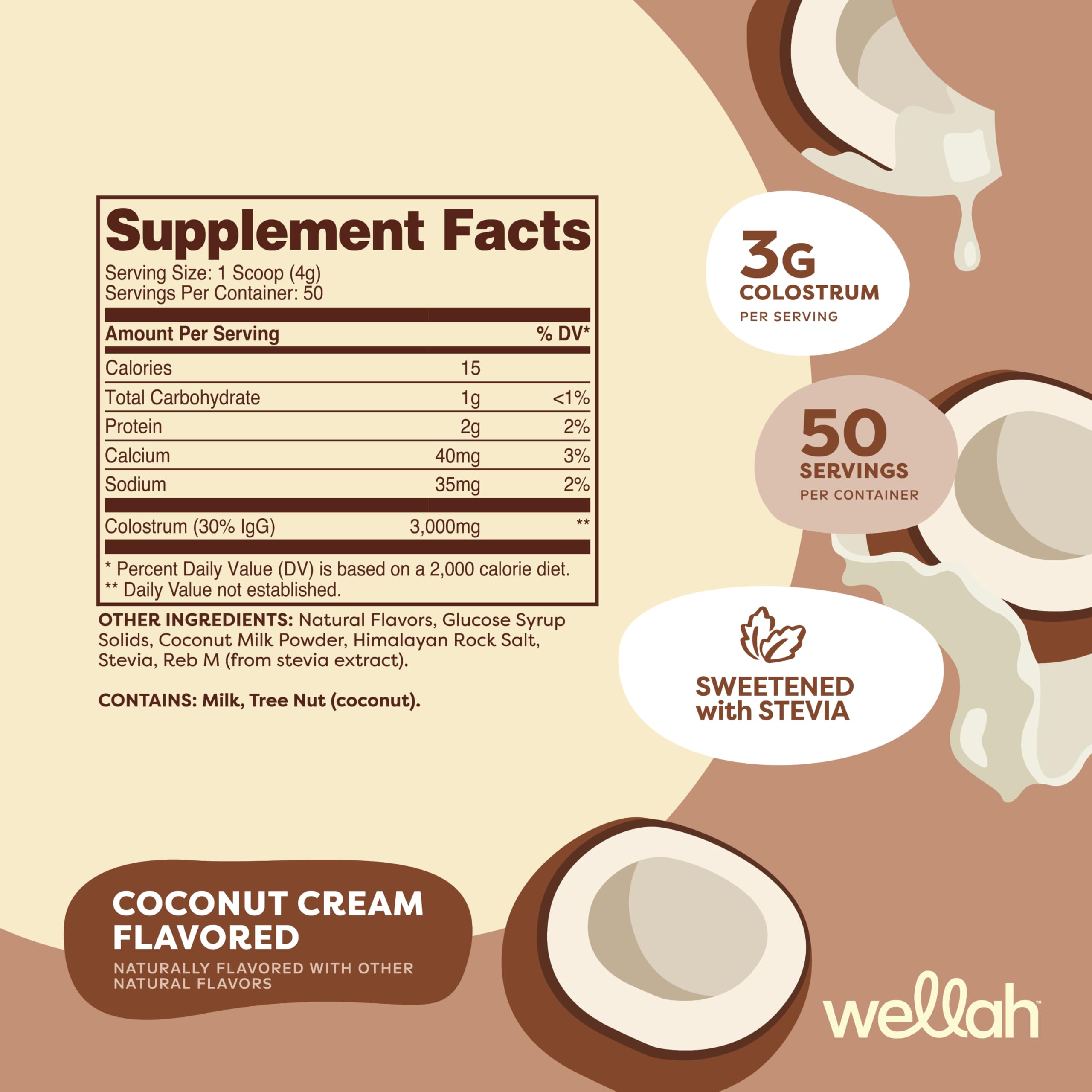 Wellah Colostrum Coconut Cream serving spoon indicating convenient daily intake.