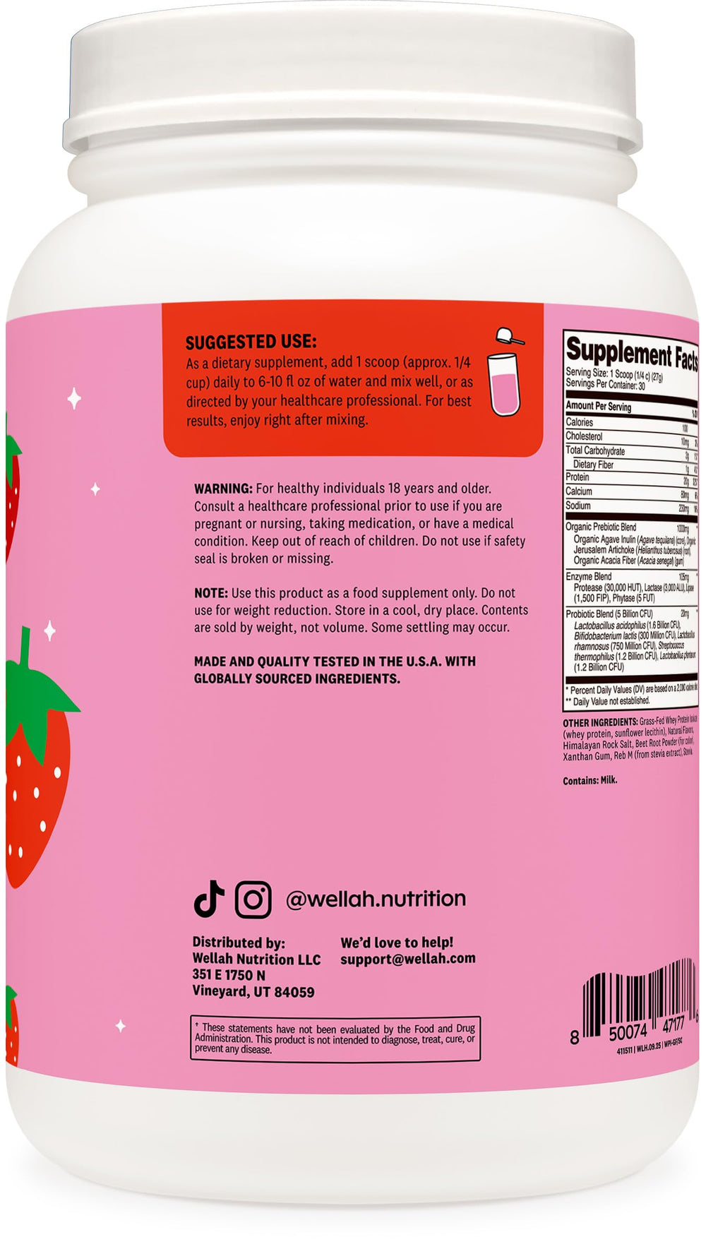 Wellah prebiotics and probiotics infographic highlights digestion support.