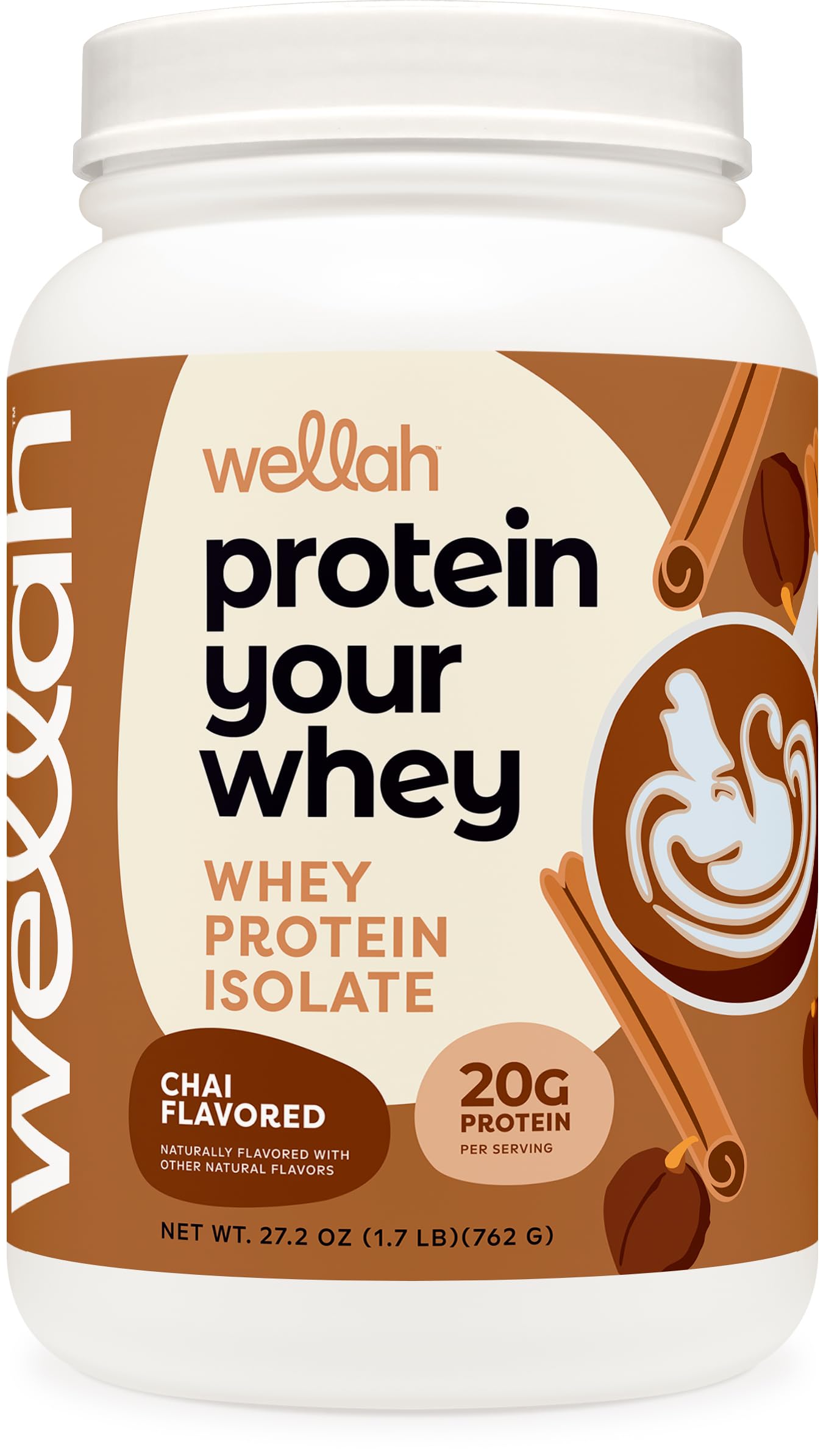 Wellah Protein Your Whey chai bottle close-up for reliable daily protein.