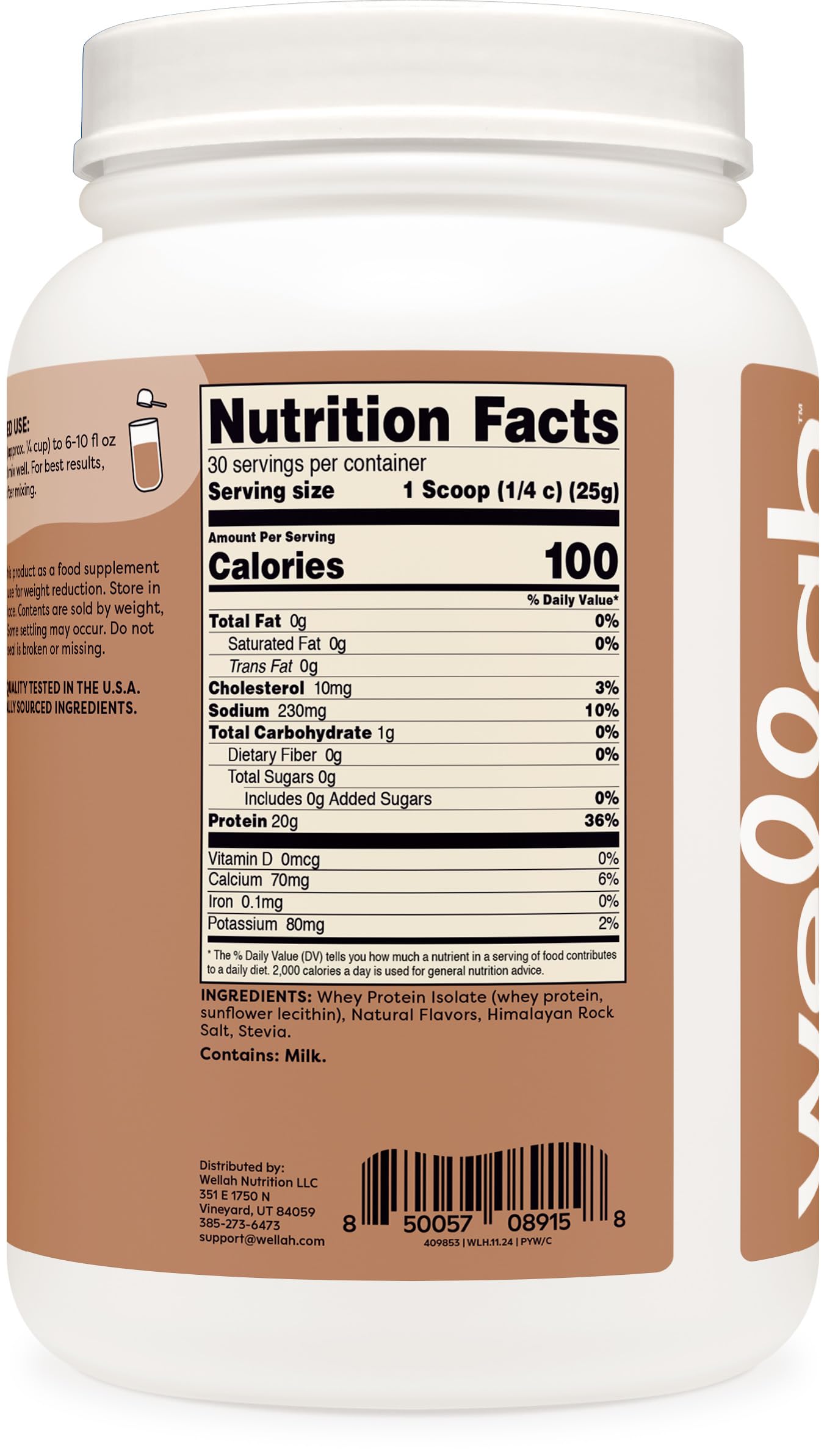 Wellah Protein Your Whey Coconut mix in glass showcases creamy texture for quick shakes.
