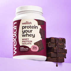 Wellah Protein Your Whey nutrition panel highlights protein isolate details.