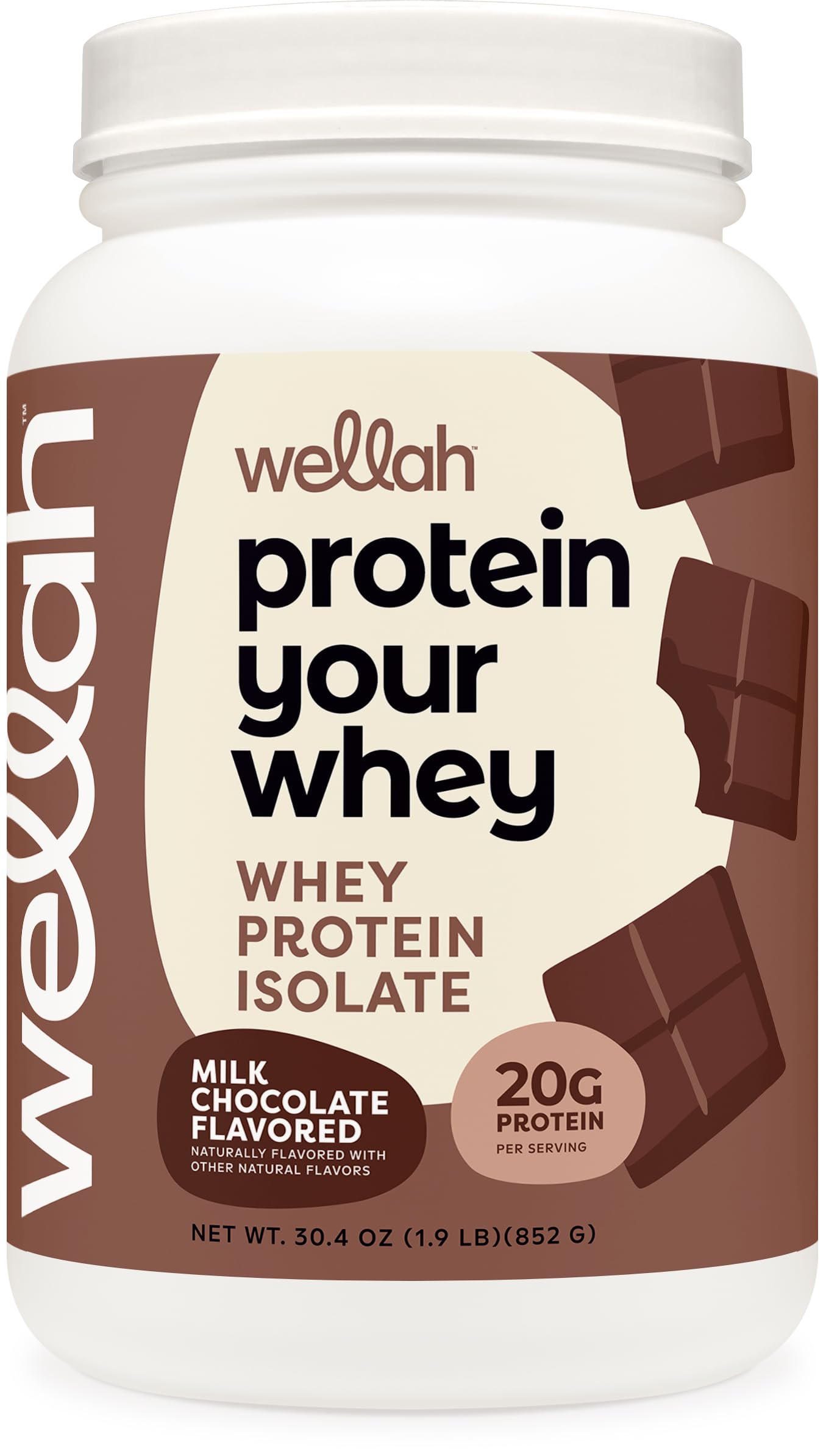 Wellah Protein Your Whey milk chocolate powder in a jar for rich flavor