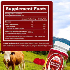 Well&Whole berry-flavored beef liver gummies ideal for on-the-go nutrition.