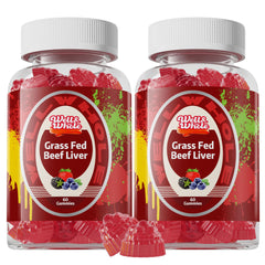 Well&Whole grass-fed beef liver gummies bottle for daily energy support.