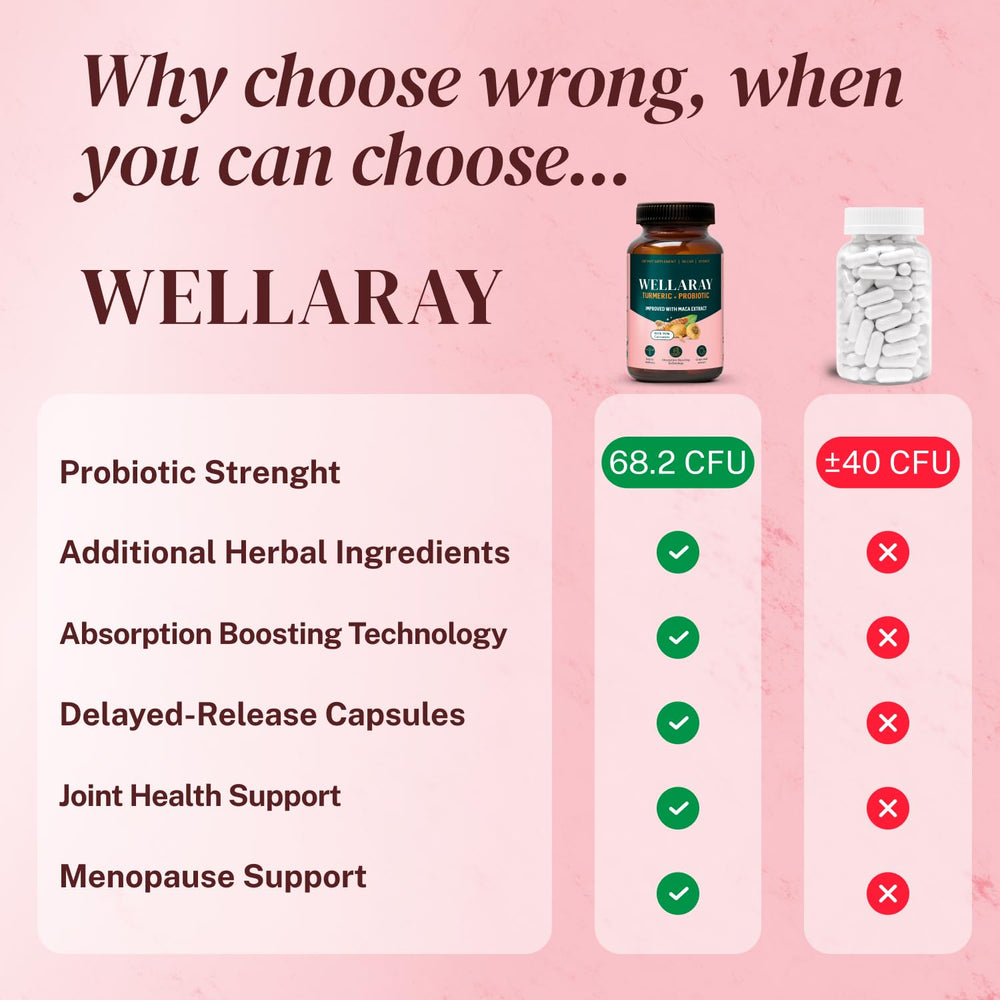 Wellaray Gut Health Digestive Support bottle highlighting digestion and comfort.