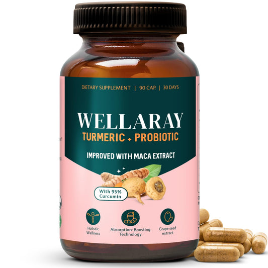 Wellaray Menopause Relief bottle capsules for daily symptom support.
