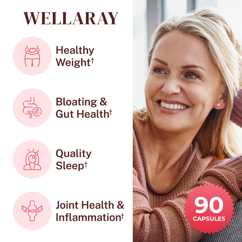 Wellaray Probiotics 68B CFU bottle for gut health and digestion support.