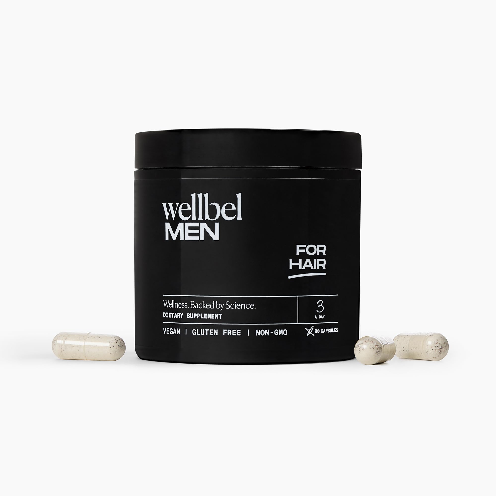 WELLBEL Men bottle front showing branding for daily-use packaging