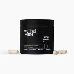 WELLBEL Men bottle front showing branding for daily-use packaging