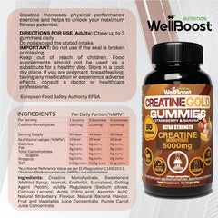 WellBoost Creatine Gold on workout scene highlighting endurance support.