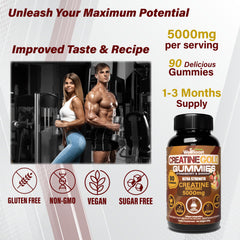 WellBoost Creatine Gold label shows vegan and sugar-free attributes.