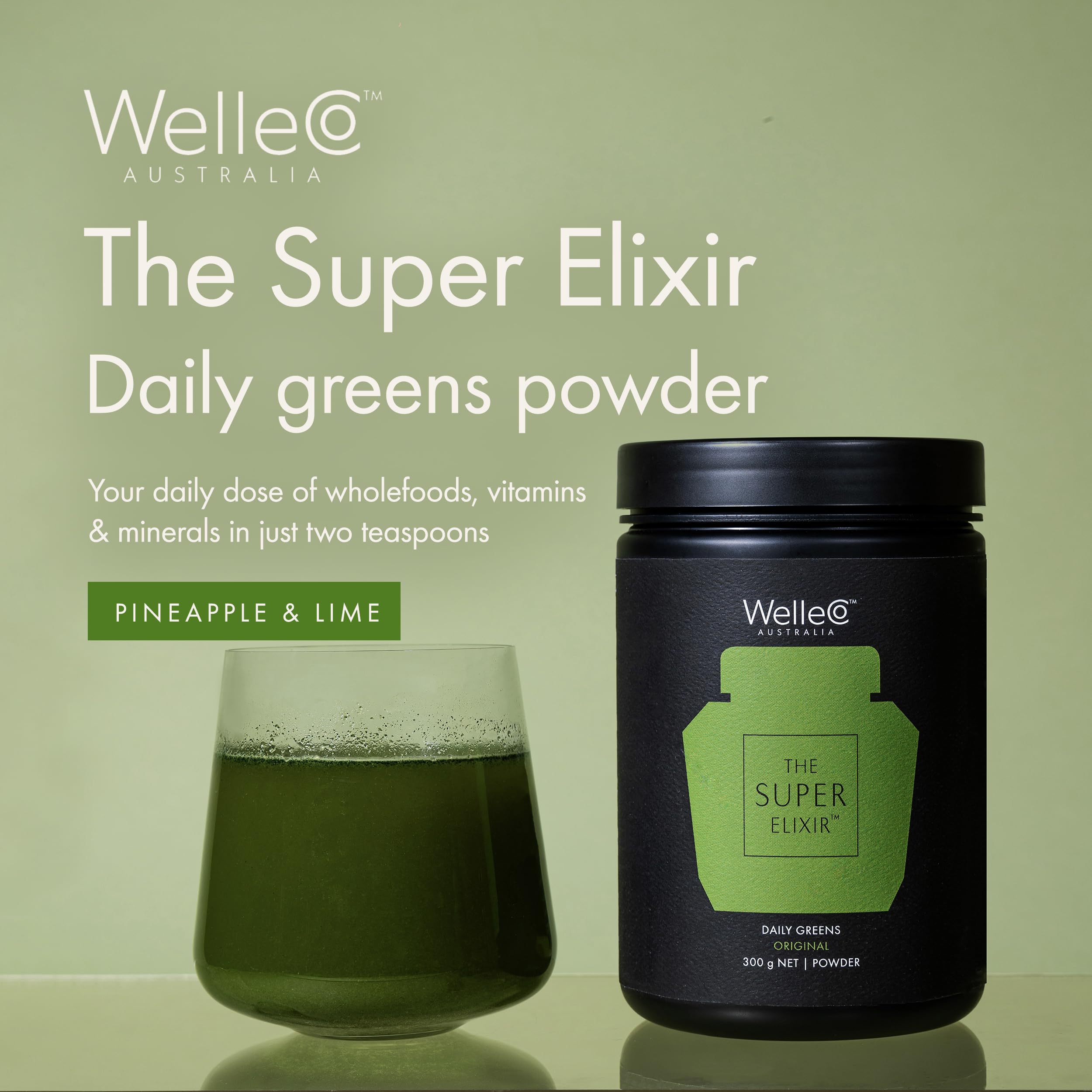 WelleCo Lemon Ginger flavor powder jar ready for quick energy boosts