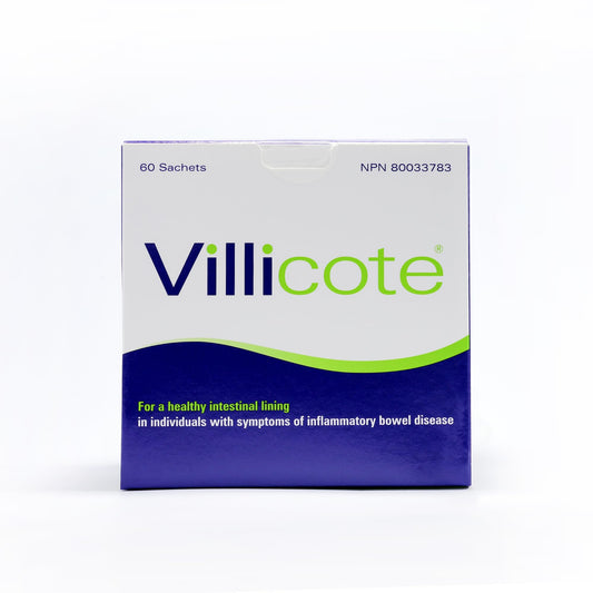 Wellesley Therapeutics Villicote sachet close-up showing N-Acetylglucosamine for gut support.