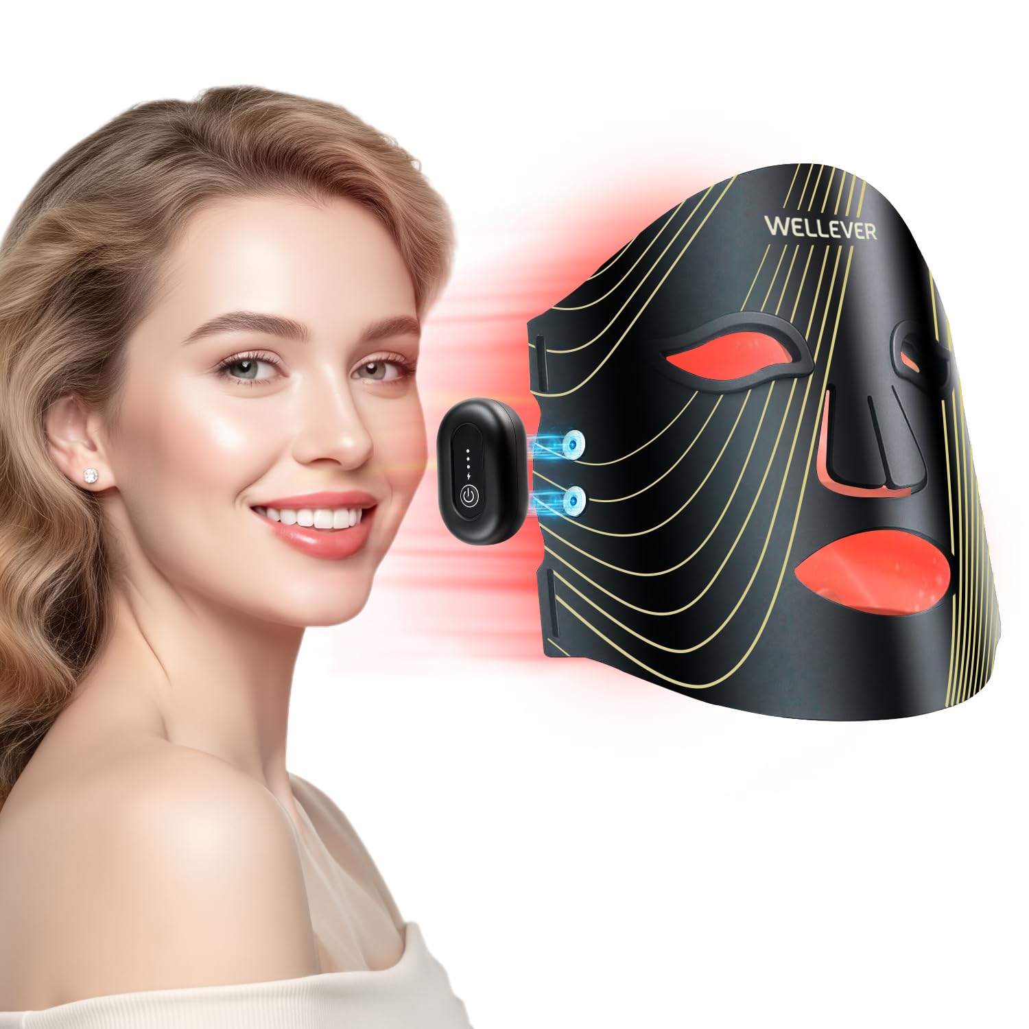 WELLEVER red light therapy mask frontal view for home skincare sessions