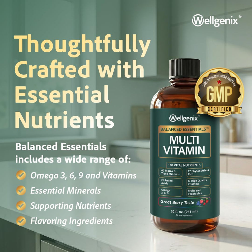 Wellgenix Balanced Essentials measuring drops highlighting portion control.