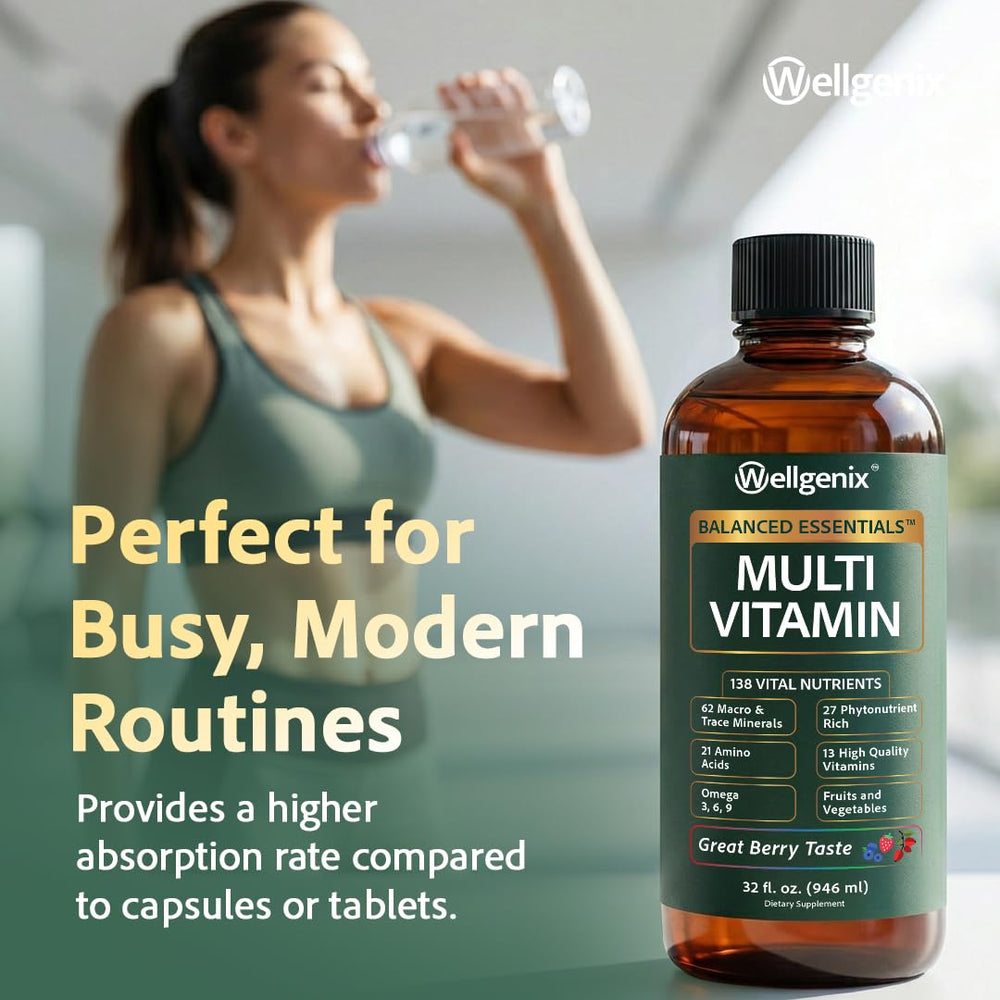 Wellgenix Balanced Essentials bottle label showing supplement facts for informed choices.