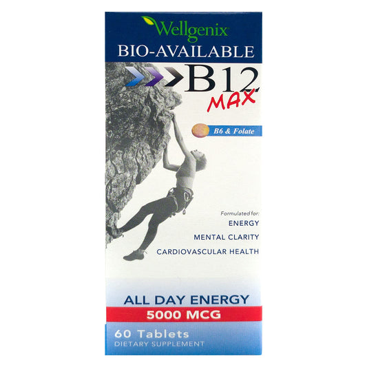 Wellgenix bio-available sublingual B12 bottle for easy daily supplementation.