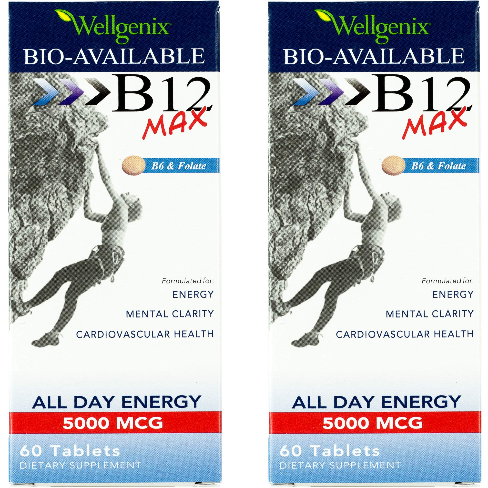 Wellgenix Bio-Available Sublingual B12 Max tablet under tongue for fast absorption and daytime energy.