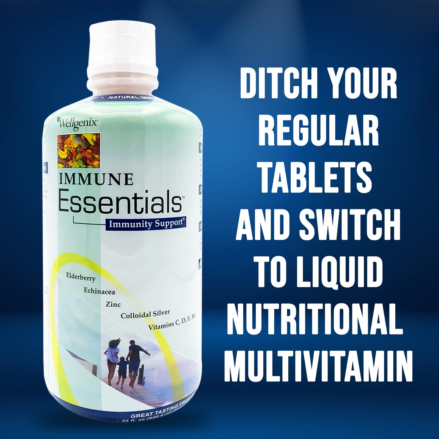 Wellgenix fruit-flavored liquid in a glass ready to enjoy
