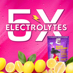 Wellgenix Hydrate48 raspberry lemonade poured into a glass for refreshing hydration.