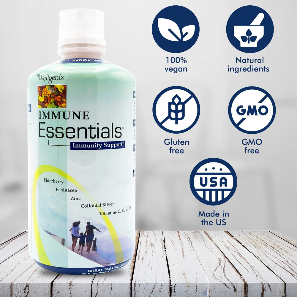 Side view of Wellgenix Immune Essentials bottle for easy dosing