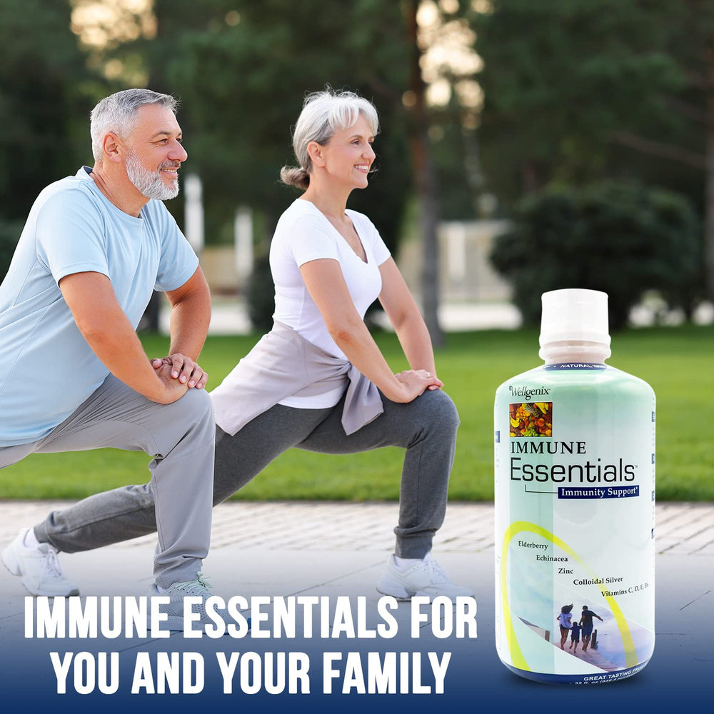Top view of Wellgenix Immune Essentials bottle on countertop