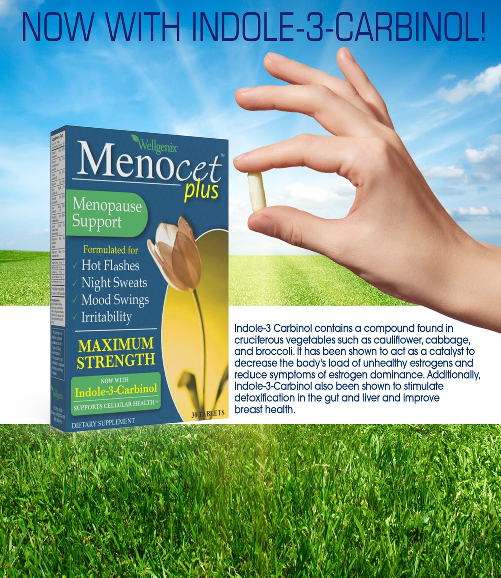 Wellgenix Menocet Plus Dandelion Root visible ingredient for detox support.